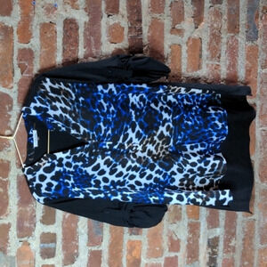Calvin‎ Klein Large Blue & Black Animal Print Tunic Top